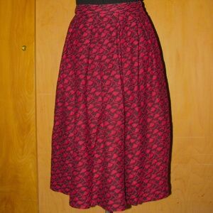 Koret of California 70s cranberry red & black knit skirt.